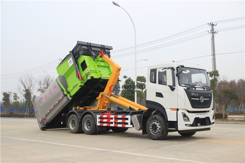 國六東風天龍25噸勾臂垃圾車