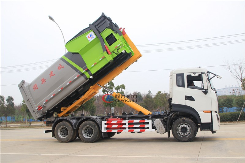 國六東風天龍25噸勾臂垃圾車